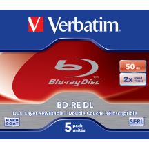 Verbatim BD-RE DL 50GB 2 x 5 Pack Jewel Case 5 Stück.