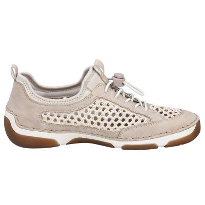 2. Bequeme Damenschuhe mit Lochmuster, beige, Rieker 55960-60