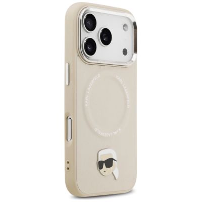 4. Karl Lagerfeld Karl Pin MagSafe Hülle für iPhone 17 Pro – Beige