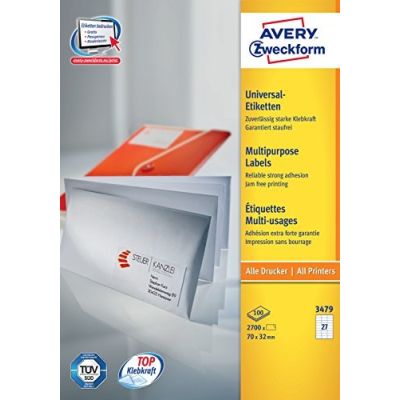 Avery 3479 Bedruckbare Etiketten, weiß, selbstklebend