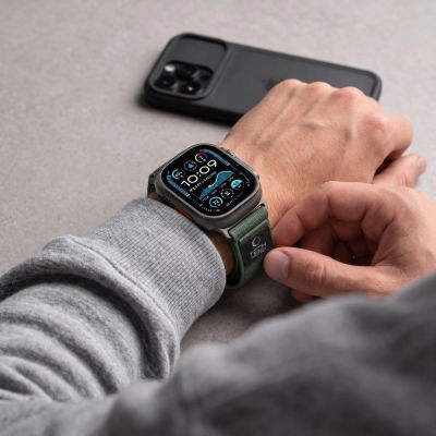6. Tech-Protect Nylon Elite Armband für Apple Watch 44 / 45 / 46 / 49 mm – grün-orange