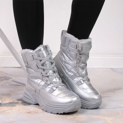4. Potocki W WOL117B metallische Schneestiefel mit Schnürung
