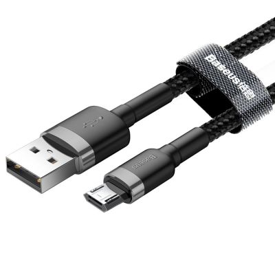 3. Baseus Cafule Cable durabel Kabel mit Nylon geflochtenes Ladekabel USB / micro USB 2A 3M schwarz-grau (CAMKLF-HG1)
