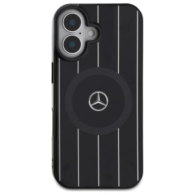 3. Mercedes MB Double Layer Crossed Lines MagSafe Hülle für iPhone 16 – Schwarz