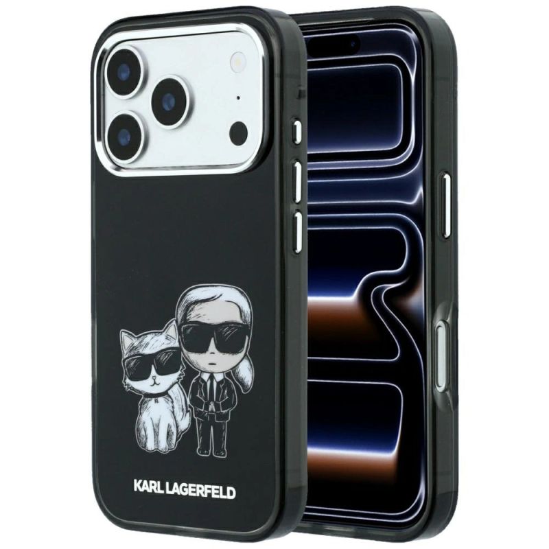 Karl Lagerfeld Smooth Karl & Choupette Bodies Sketch MagSafe Hülle für iPhone 18 Pro Max / 17 Pro Max - Schwarz