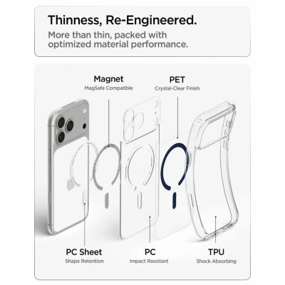 8. Spigen Ultra Hybrid MagSafe Hülle für iPhone 18 Pro Max / 17 Pro Max – Transparentes Marineblau