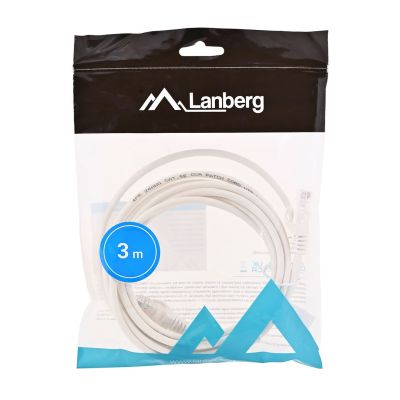 3. Patchkabel U/UTP Lanberg PCU5-10CC-0300-W (RJ45 - RJ45; 3m; UTP; Kat. 5e; weiß)