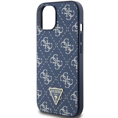 6. Guess 4G Triangle Metal Logo Hülle für iPhone 15 Plus / 14 Plus – Blau