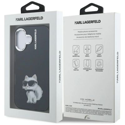 8. Karl Lagerfeld IML Aquarelle Choupette & Logo iPhone 16 Hülle - Schwarz
