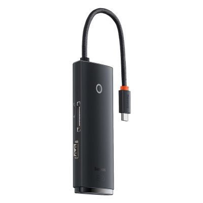 Baseus Lite Series multifunktionaler USB-Typ-C-HUB – 2 x USB 3.0 / USB Typ C / HDMI 1.4 / SD/TF OTG schwarz (WKQX050001)