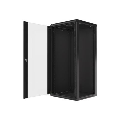 18. Lanberg WF01-6627-10B einteiliger Schrank (27 HE; 1300 mm / 600 mm / 600 mm; Wandmontage; Glas; 19 Zoll; schwarz)