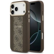 Guess 4G Stripe MagSafe Hülle für iPhone 17 Pro Max - Braun