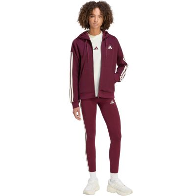 6. adidas Essentials Damen-Sweatshirt mit 3 Streifen, durchgehendem Reißverschluss und burgunderrotem Reißverschluss KX0785