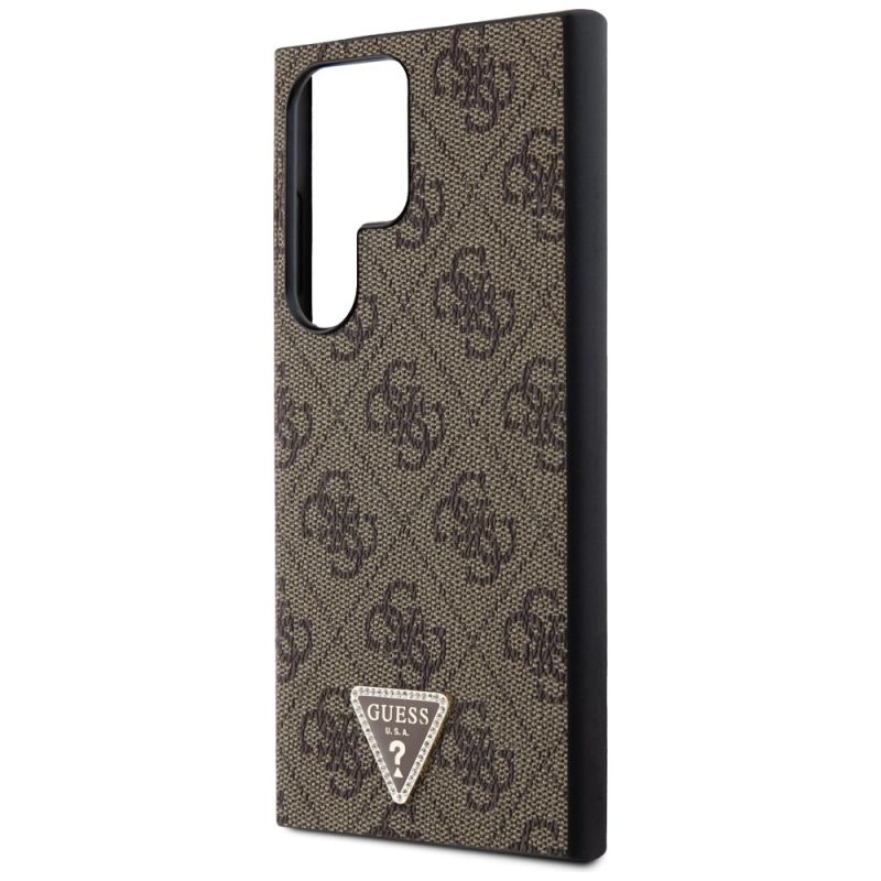 6. Guess Grip Stand 4G Triangle Strass Case für Samsung Galaxy S24 Ultra - Braun