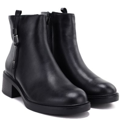 4. Schwarze Sergio Leone Damen-Ankle-Boots aus Leder mit Blockabsatz