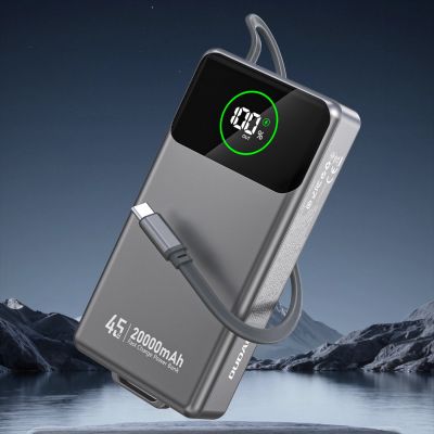 3. Dudao K31 Pro 45W 20000mAh Powerbank mit integriertem einziehbarem USB-C-Kabel - Grau
