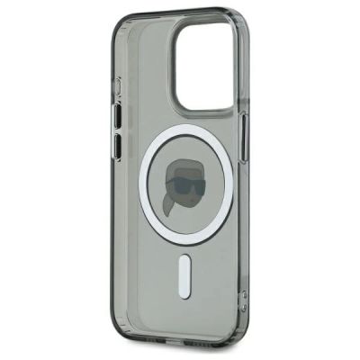 5. Karl Lagerfeld KLHMP15XHLSKIK iPhone 15 Pro Max 6,7" schwarz/schwarz Hardcase IML Metal Karl Head MagSafe