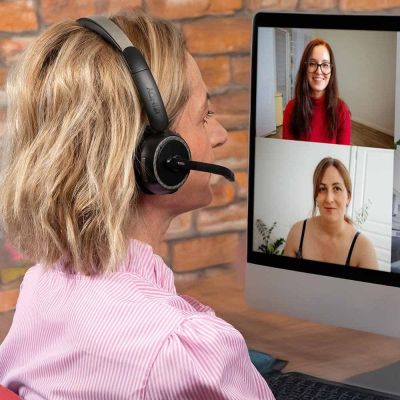 5. Lindy L118 Kabelloses Headset mit Kopfbügel, Büro-/Callcenter-Anschluss, USB Typ-C, Bluetooth-Ladestation, Schwarz