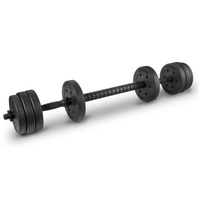 20. 4-in-1-Hantelset (Langhantel, Kurzhanteln, Kettlebell, Liegestützgriffe) Spokey PONDUS SET 20 kg
