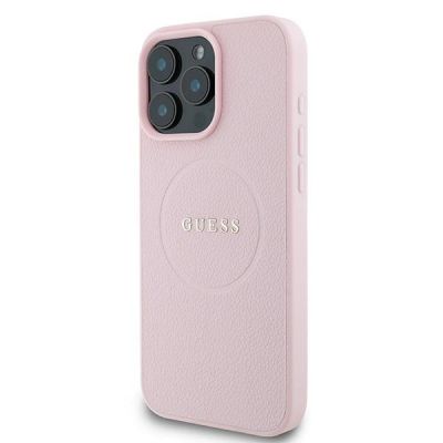 2. Guess Grained Ring MagSafe Hülle für iPhone 16 Pro – Rosa