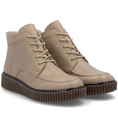 10. Beige Leder-Keilstiefeletten für Damen Rieker Y4304-20