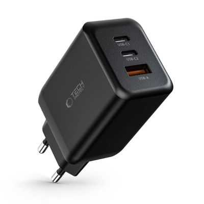 7. Tech-Protect C65W Netzwerkladegerät 2x USB-C PD 65W / USB-A QC 3.0 - Schwarz