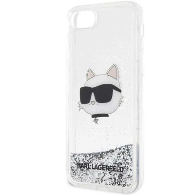 6. Karl Lagerfeld KLHCI8LNHCCS iPhone 7/8/ SE 2020/2022 Silber/Silber Hardcase Glitter Choupette Head