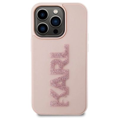 3. Karl Lagerfeld 3D Rubber Glitter Logo Hülle für iPhone 15 Pro – Rosa