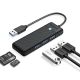 Orico PAPW3AT-U3 USB-Hub mit 4 Anschlüssen (3x USB-A 3.0) und microSD/SD-Kartenleser, 1 m Kabellänge – Schwarz