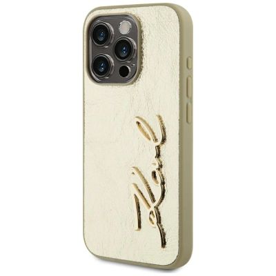 2. Karl Lagerfeld Wrinkled Metal Signature iPhone 15 Pro Max Hülle - Gold