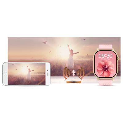 21. Smartwatch Gravity GT15-7 mit pinkfarbenem Silikonarmband und goldenem Armband