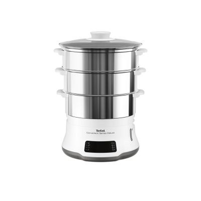 Tefal Convenient Series Deluxe VC502D 3-Korb-Dampfgarer, 900 W, Edelstahl, Weiß