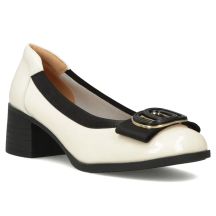 Beige Lacklederpumps mit Blockabsatz, Modell Filippo DP6960
