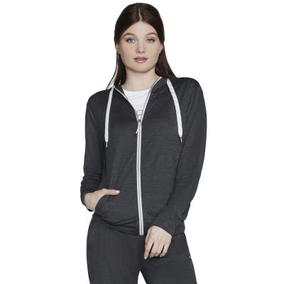 Skechers Godri Swift Kapuzenpullover mit durchgehendem Reißverschluss JA69-BKCC Grau XS