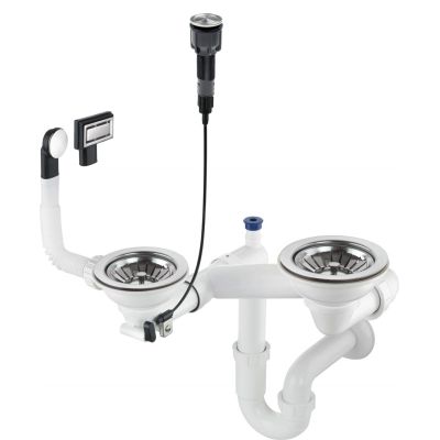 DEANTE SPACE-SAVER ZXY9983 Siphon für 1,5- und 2-Becken-Granitspülen