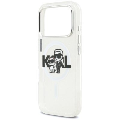 6. Karl Lagerfeld IML Glitter Karl & Choupette Sketch Logo MagSafe Case für iPhone 17 Pro – Transparent