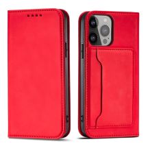 Magnet Card Case Hülle für iPhone 14 Pro Flip Cover Wallet Stand rot