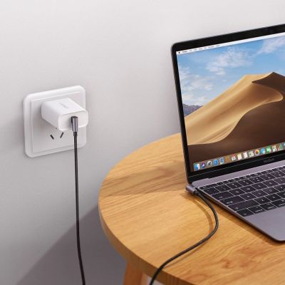 7. Ugreen US323 abgewinkeltes USB-C – USB-C PD QC SCP 3A 480 Mbit/s Kabel 1 m – Grau