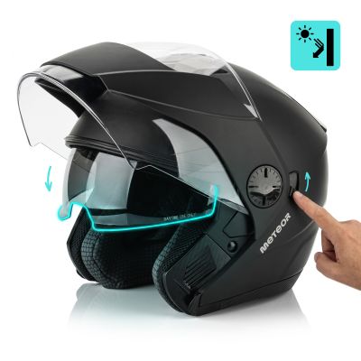 4. Meteor Hekato XL Motorradhelm 61 cm Schwarz