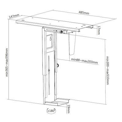 7. Equip 650892 Computerhalterung für unter den Schreibtisch, CPU-Halterung, Schwarz