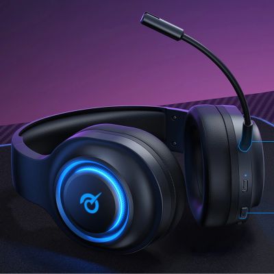 13. QCY Heroad V200 Tri-Mode Gaming-Kopfhörer mit 7.1-Sound, 240 Stunden Akkulaufzeit und abnehmbarem Mikrofon – Schwarz