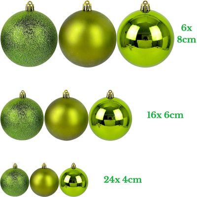 3. Dekorative Plastikkugeln, Safe, 46 Stück, grüner Glimmer