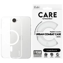 CARE by PanzerGlass Flagship Urban Combat White MagSafe iPhone 16e Hülle - Durchsichtig
