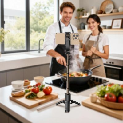 10. Acefast E42 Selfie-Stick mit automatischem Stativ und Bluetooth-Fernbedienung, 63 cm – Schwarz