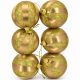 5. BRUCHSICHERE KUNSTSTOFF-KUGELN 8 CM GOLD 6 STÜCK STRIPES MICA