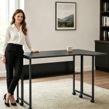 Klappbarer Schreibtisch/Tisch von MACLEAN, schwarz, mobil, 100 x 73 cm, max. 50 kg, abgewinkelt, L-förmig, MC-126 L/B