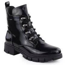 Damen-Lackleder-Winterboots im Worker-Stil, schwarz, M.Daszyński MR23123