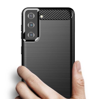 3. Carbon Case Flexibel Handyhülle TPU Schutzhülle für Samsung Galaxy S21+ 5G (S21 Plus 5G) schwarz