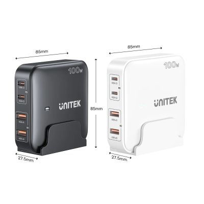 2. UNITEK GAN Tischladegerät 100W 2xUSB-A 2xUSB-C Weiß
