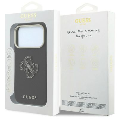 8. Guess Grained & Big Resin Logo Case für iPhone 18 Pro Max / 17 Pro Max - Schwarz